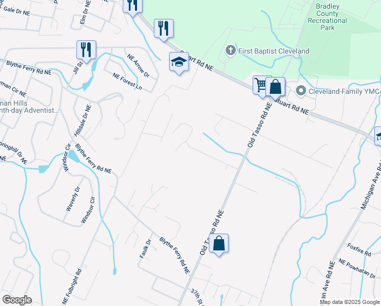 map of restaurants, bars, coffee shops, grocery stores, and more near 1302 Woodland Cove Place Northeast in Cleveland
