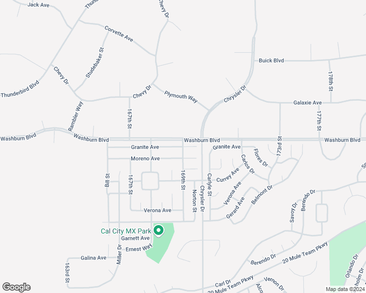 map of restaurants, bars, coffee shops, grocery stores, and more near Granite Avenue in California City