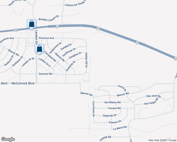 map of restaurants, bars, coffee shops, grocery stores, and more near 3553 Indian Hill Drive in Bullhead City