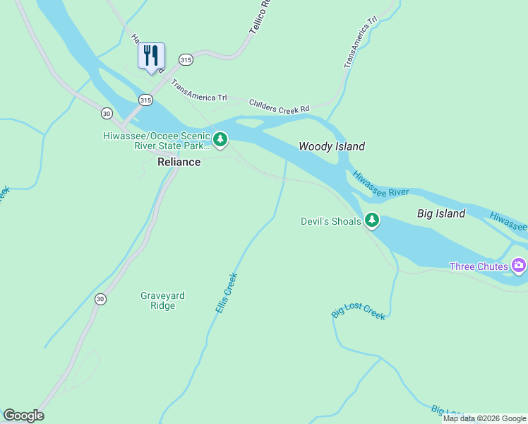 map of restaurants, bars, coffee shops, grocery stores, and more near 191 Ellis Creek Road in Reliance