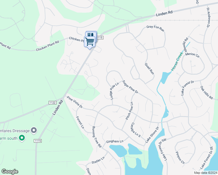 map of restaurants, bars, coffee shops, grocery stores, and more near 420 Sugar Pine Drive in Pinehurst