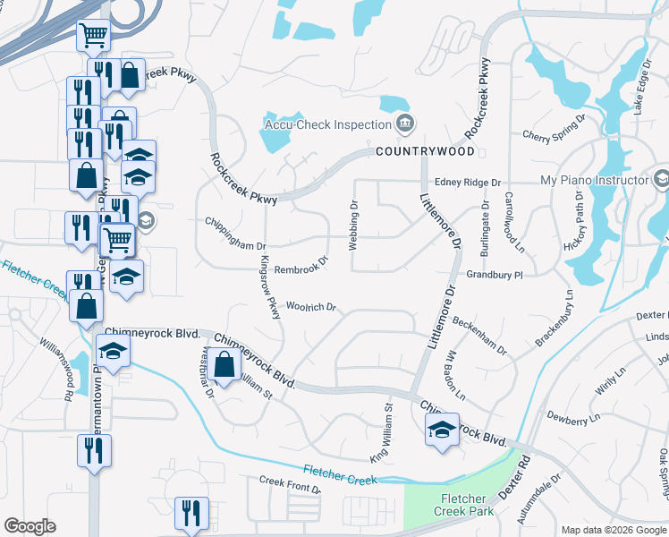 map of restaurants, bars, coffee shops, grocery stores, and more near 2155 Webbing Drive in Memphis