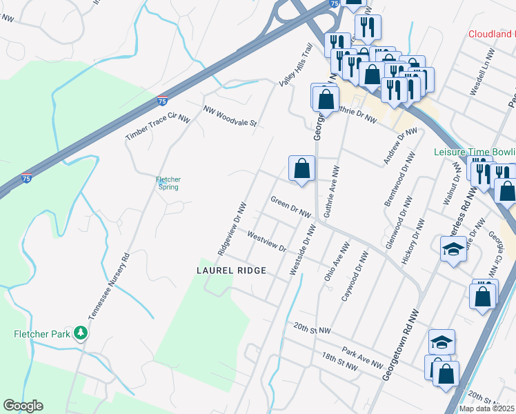 map of restaurants, bars, coffee shops, grocery stores, and more near 2042 Northwest Wynwood Drive in Cleveland