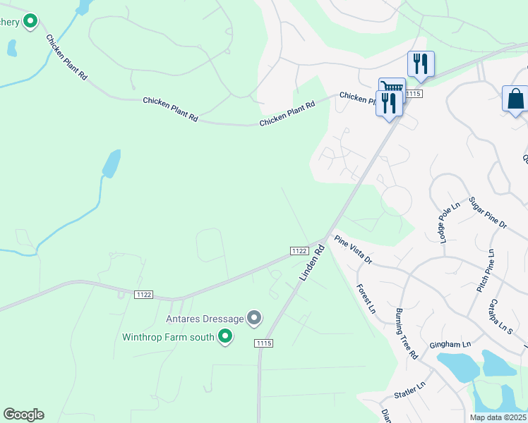 map of restaurants, bars, coffee shops, grocery stores, and more near Chatham Lane in Pinehurst