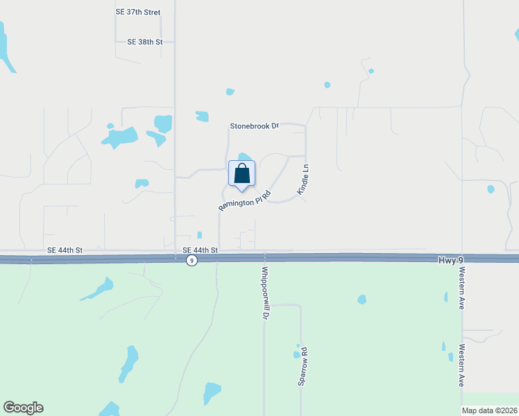 map of restaurants, bars, coffee shops, grocery stores, and more near 3594 Remington Place Road in Norman