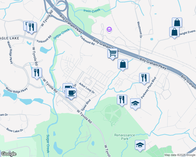 map of restaurants, bars, coffee shops, grocery stores, and more near 4167 Millennium Avenue in Charlotte