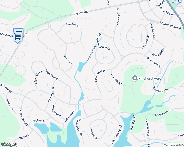 map of restaurants, bars, coffee shops, grocery stores, and more near 9 Apawamis Road in Pinehurst