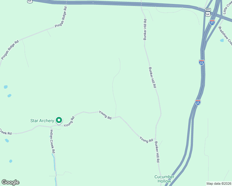 map of restaurants, bars, coffee shops, grocery stores, and more near 205 Young Road in Pulaski