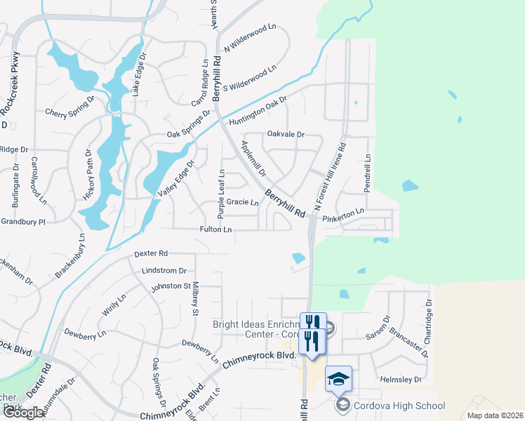 map of restaurants, bars, coffee shops, grocery stores, and more near 2145 Berry Garden Circle West in Memphis