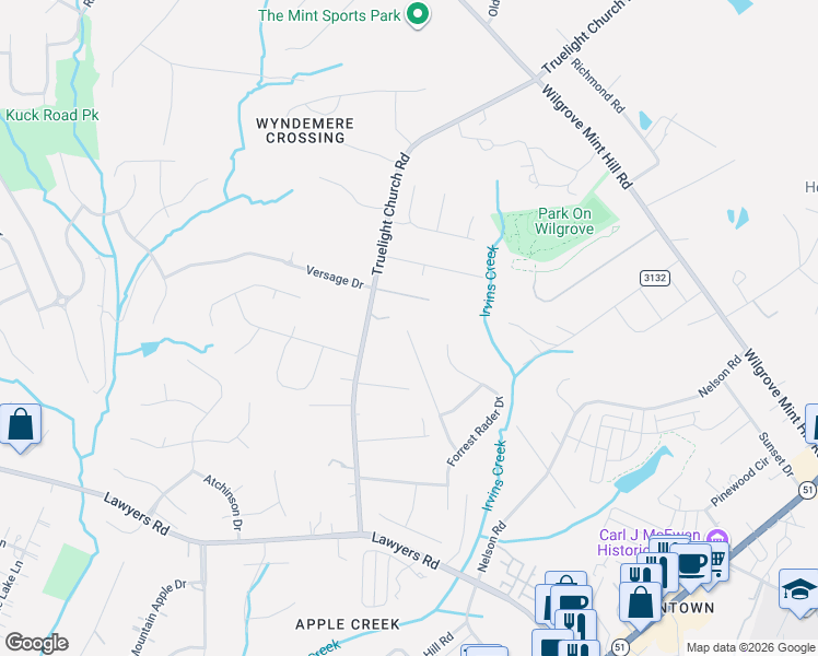 map of restaurants, bars, coffee shops, grocery stores, and more near 7523 Hannah Alexander Lane in Mint Hill