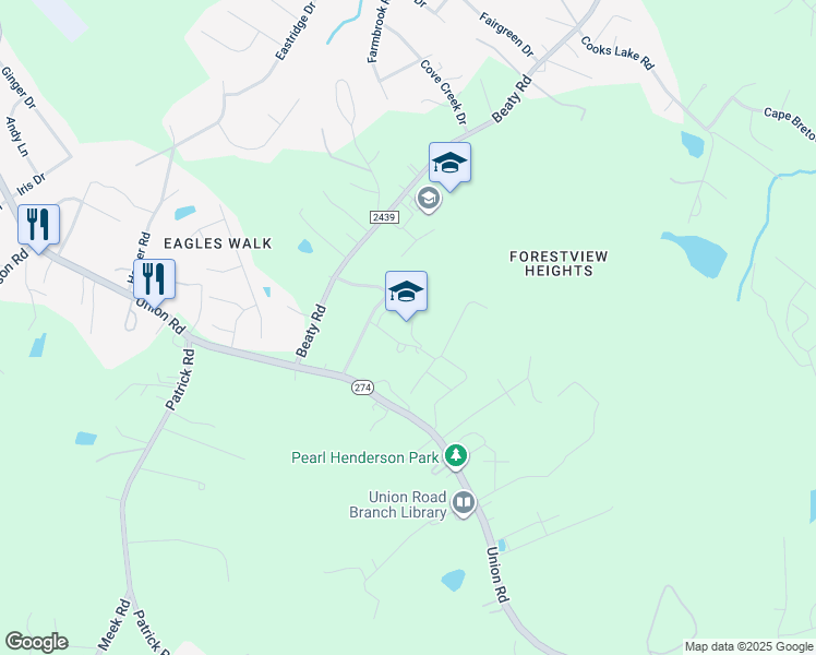 map of restaurants, bars, coffee shops, grocery stores, and more near 5545 Union Road in Gastonia