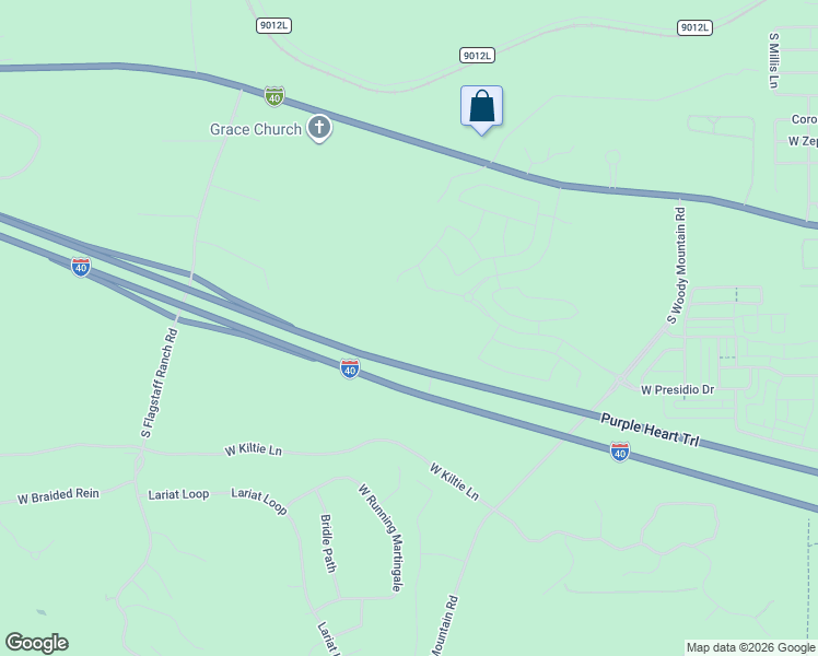 map of restaurants, bars, coffee shops, grocery stores, and more near Interstate 40 in Flagstaff