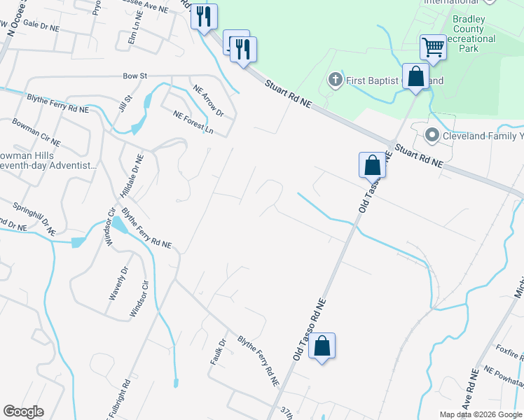 map of restaurants, bars, coffee shops, grocery stores, and more near 1302 Woodland Cove Place Northeast in Cleveland