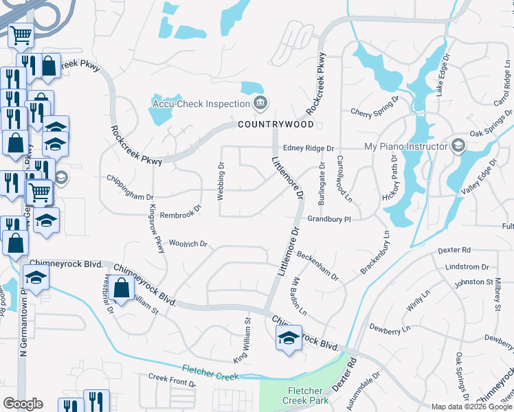 map of restaurants, bars, coffee shops, grocery stores, and more near 2153 Brynhurst Place in Memphis