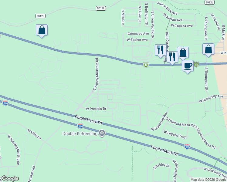 map of restaurants, bars, coffee shops, grocery stores, and more near 2776 West Pico Del Monte Circle in Flagstaff