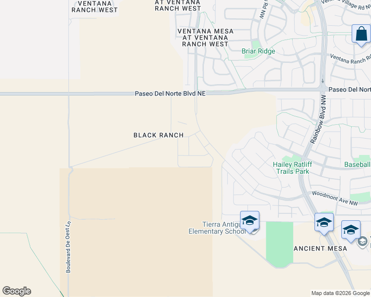 map of restaurants, bars, coffee shops, grocery stores, and more near 7600-7698 Paseo Del Norte Boulevard Northeast in Albuquerque