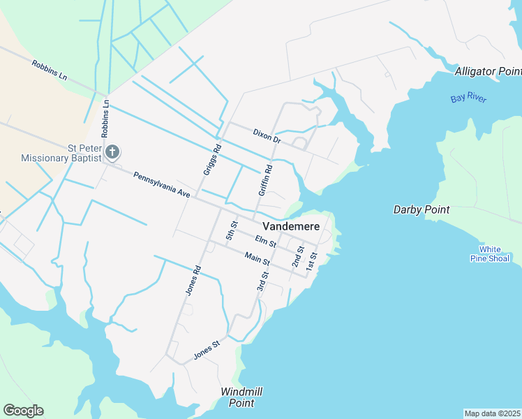map of restaurants, bars, coffee shops, grocery stores, and more near 36 Griffin Road in Vandemere