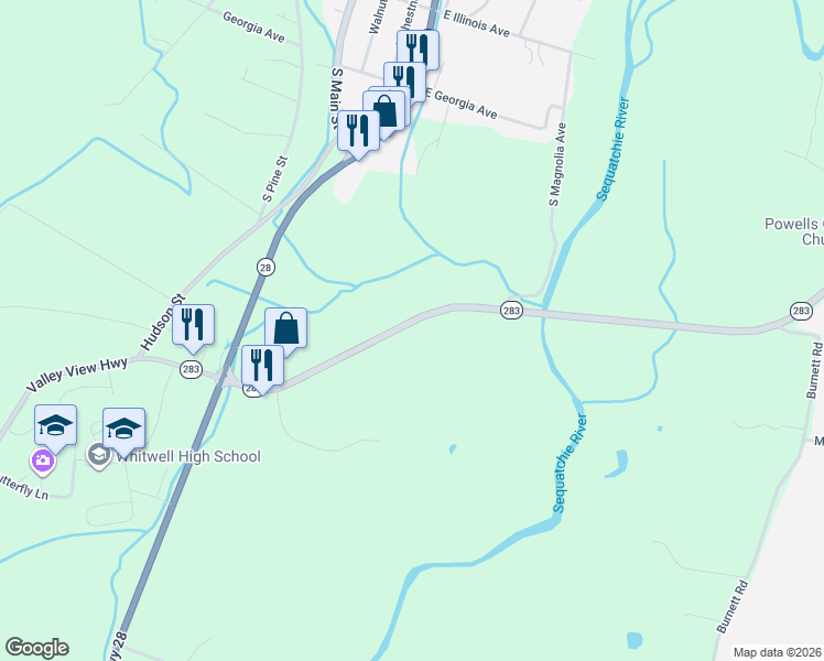 map of restaurants, bars, coffee shops, grocery stores, and more near in Whitwell