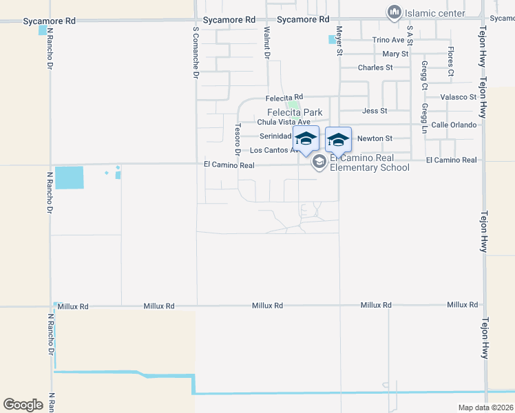 map of restaurants, bars, coffee shops, grocery stores, and more near 2713 Las Luces Court in Arvin