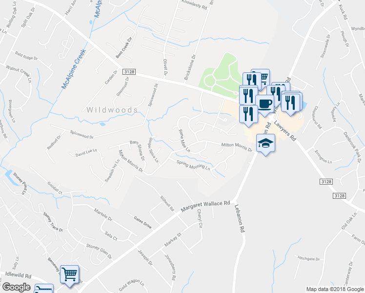map of restaurants, bars, coffee shops, grocery stores, and more near in Mint Hill