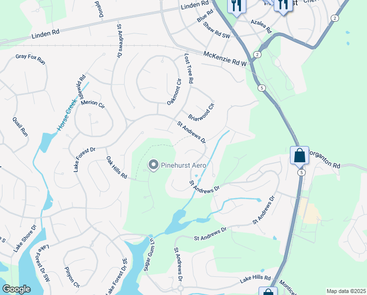 map of restaurants, bars, coffee shops, grocery stores, and more near 9 West Quail Lake Road in Pinehurst