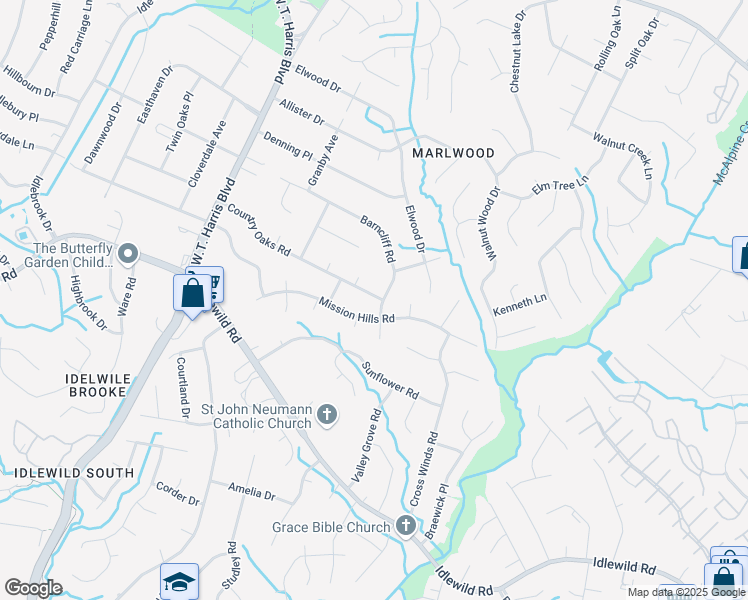 map of restaurants, bars, coffee shops, grocery stores, and more near 8440 Country Oaks Road in Charlotte