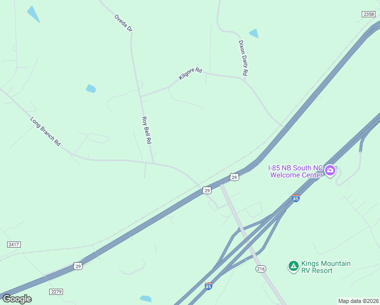 map of restaurants, bars, coffee shops, grocery stores, and more near 1611 Long Branch Road in Grover