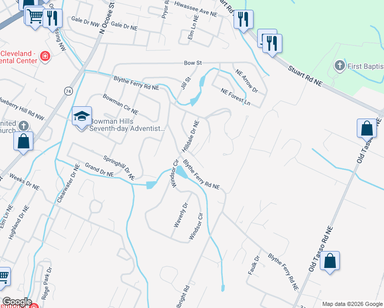 map of restaurants, bars, coffee shops, grocery stores, and more near 767 Ashland Terrace in Cleveland