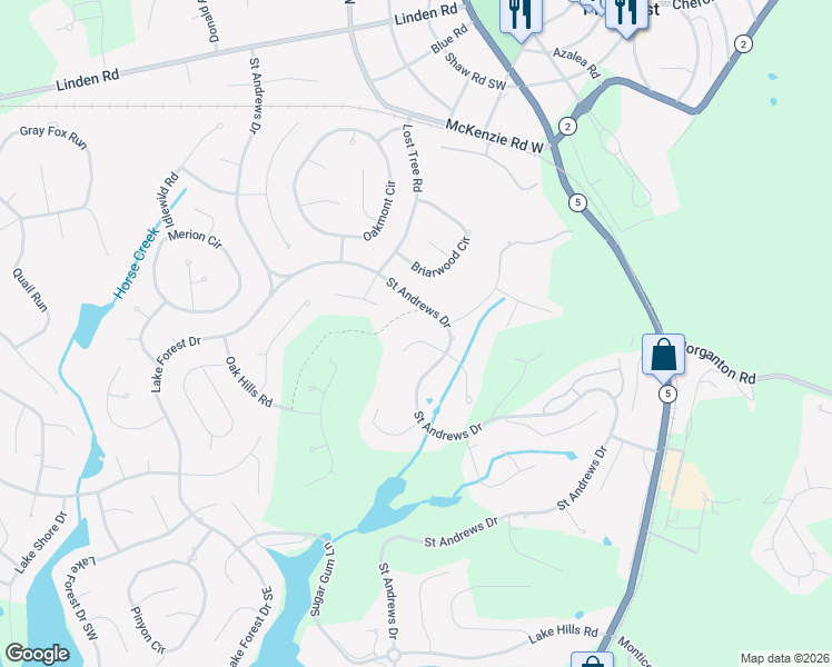 map of restaurants, bars, coffee shops, grocery stores, and more near 5 West Quail Lake Road in Pinehurst