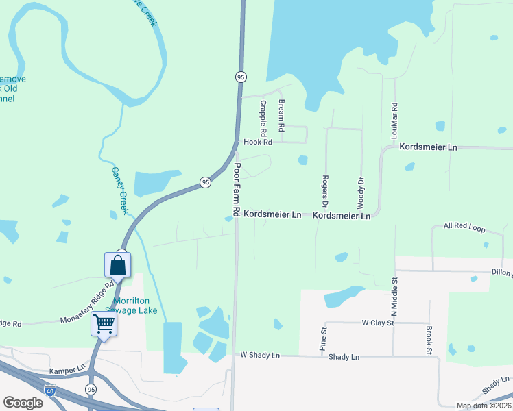 map of restaurants, bars, coffee shops, grocery stores, and more near 38 Shumate Lane in Morrilton