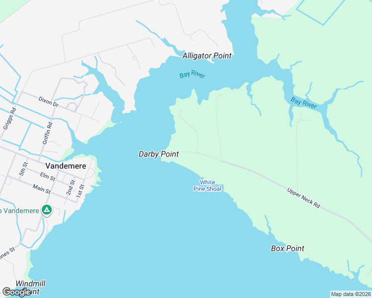 map of restaurants, bars, coffee shops, grocery stores, and more near 3558 Upper Neck Road in Vandemere