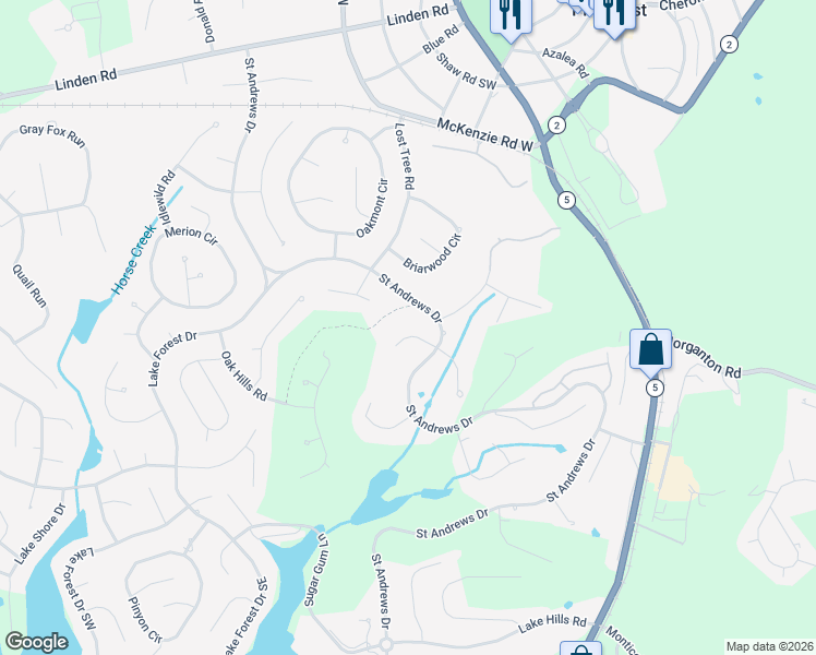 map of restaurants, bars, coffee shops, grocery stores, and more near 5 West Quail Lake Road in Pinehurst