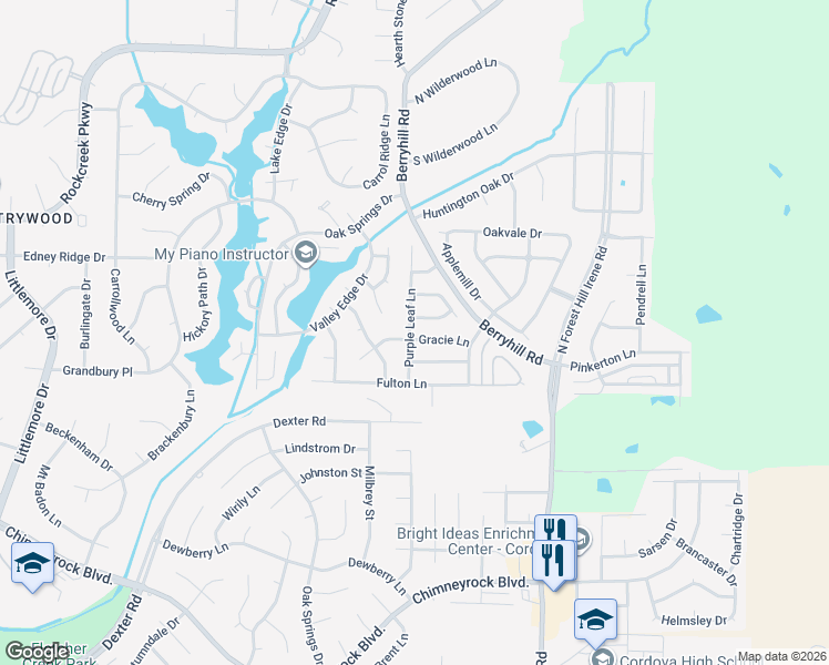 map of restaurants, bars, coffee shops, grocery stores, and more near 9036 Gracie Lane in Memphis