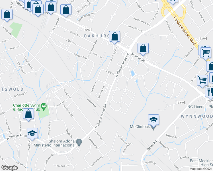map of restaurants, bars, coffee shops, grocery stores, and more near 1731 Summey Avenue in Charlotte