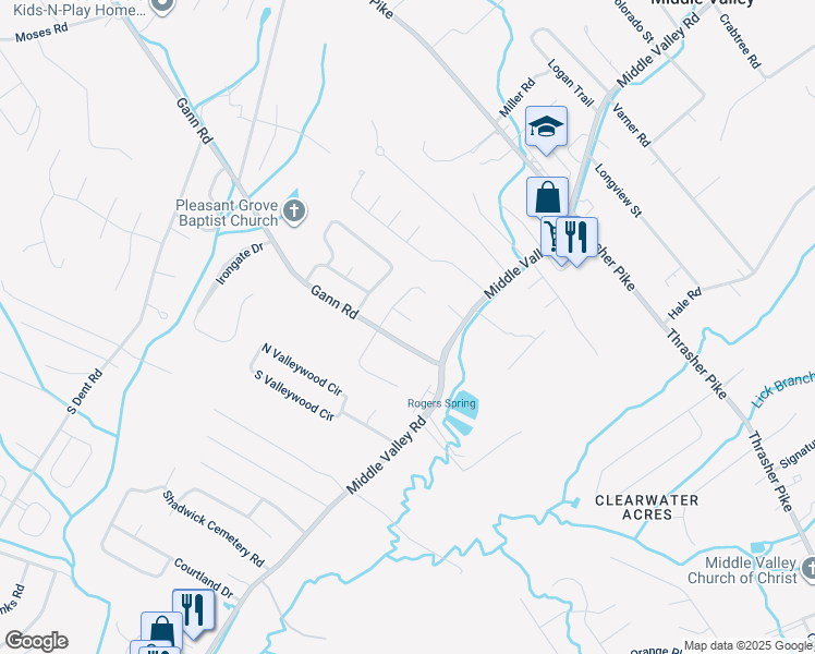 map of restaurants, bars, coffee shops, grocery stores, and more near 936 Lenox Cove Place in Middle Valley