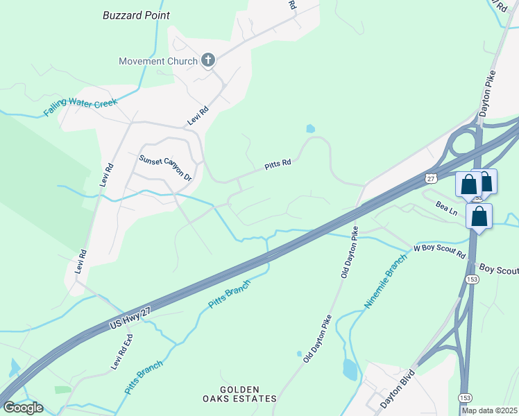 map of restaurants, bars, coffee shops, grocery stores, and more near 6244 Dry Canyon Lane in Hamilton County