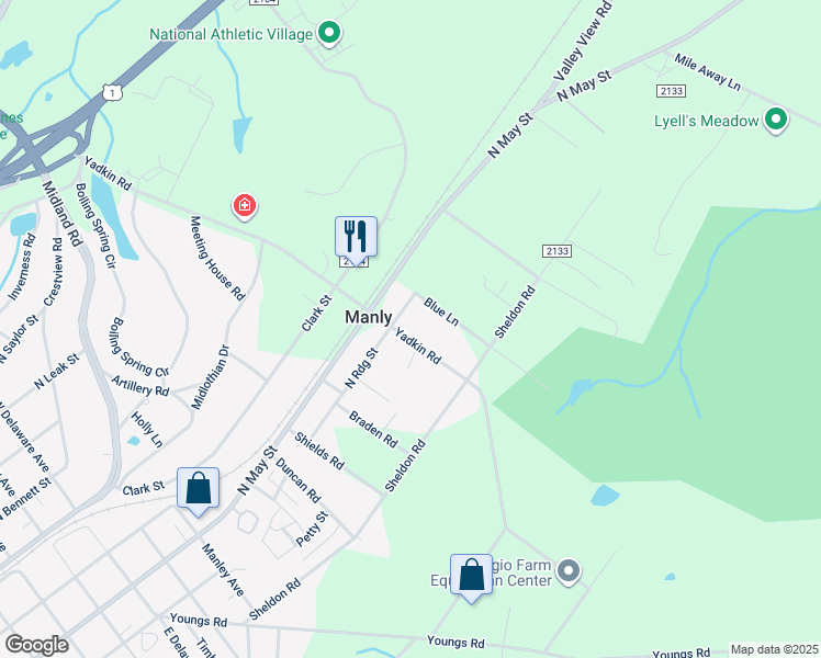 map of restaurants, bars, coffee shops, grocery stores, and more near 544 Yadkin Road in Southern Pines