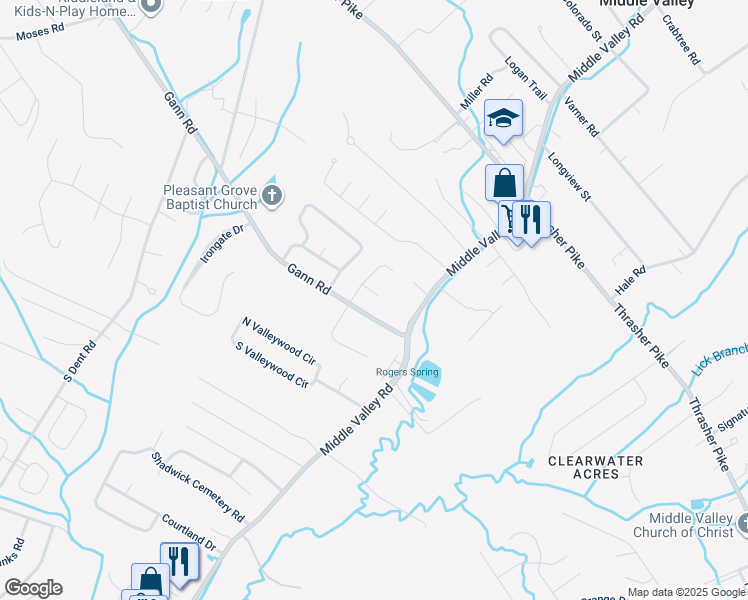 map of restaurants, bars, coffee shops, grocery stores, and more near 936 Lenox Cove Place in Middle Valley