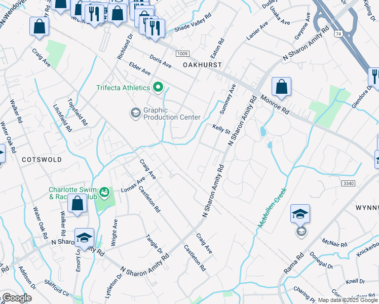 map of restaurants, bars, coffee shops, grocery stores, and more near 1721 Dallas Avenue in Charlotte