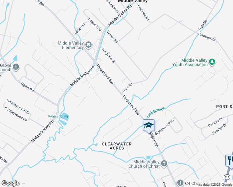 map of restaurants, bars, coffee shops, grocery stores, and more near 1734 Thrasher Pike in Middle Valley