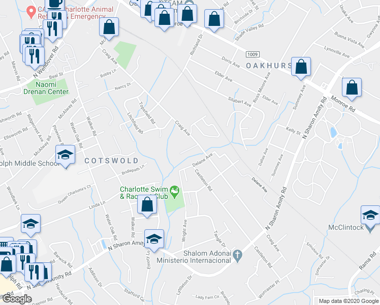 map of restaurants, bars, coffee shops, grocery stores, and more near 1324 Jenkins Avenue in Charlotte