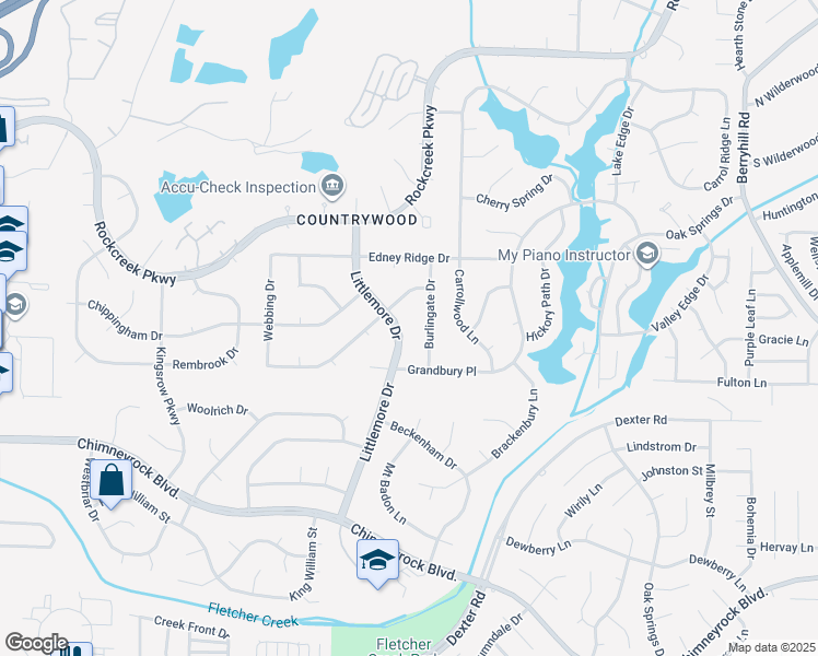 map of restaurants, bars, coffee shops, grocery stores, and more near 2202 Littlemore Dr in Memphis