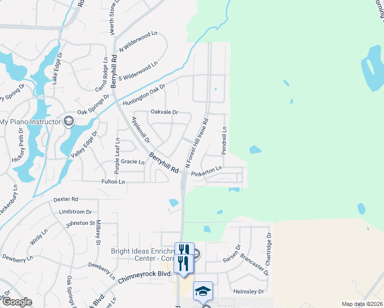 map of restaurants, bars, coffee shops, grocery stores, and more near 2202 North Forest Hill Irene Road in Shelby County
