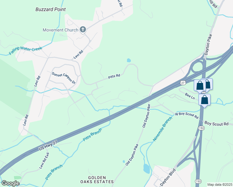 map of restaurants, bars, coffee shops, grocery stores, and more near 6444 Deep Canyon Road in Falling Water