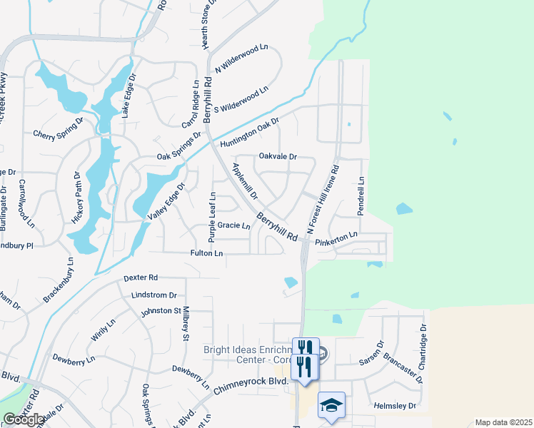 map of restaurants, bars, coffee shops, grocery stores, and more near 2207 Applemill Drive in Shelby County