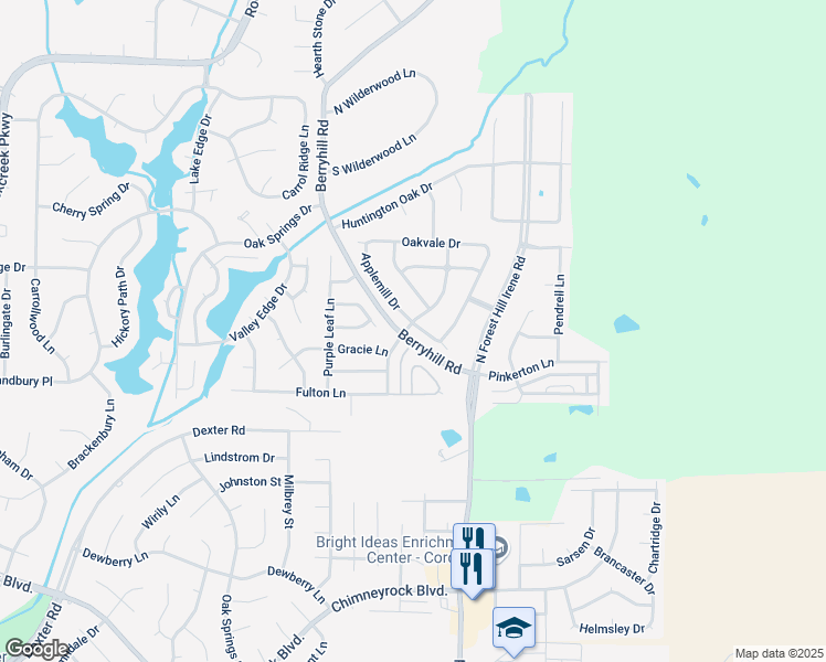 map of restaurants, bars, coffee shops, grocery stores, and more near 2207 Applemill Drive in Shelby County