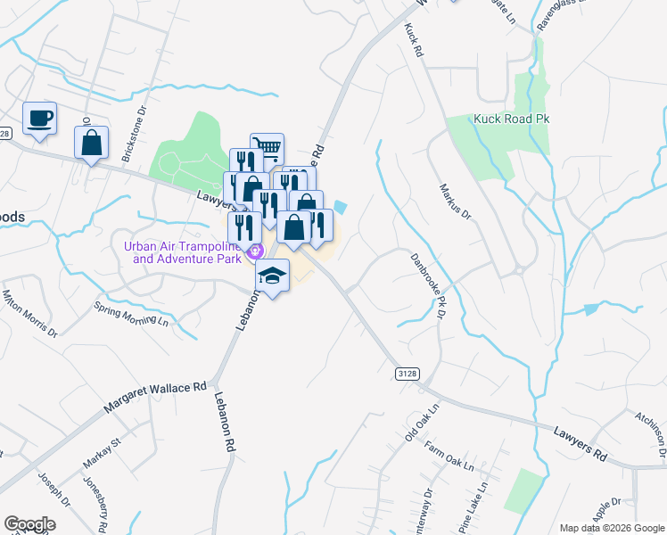 map of restaurants, bars, coffee shops, grocery stores, and more near 6201 Elkington Lane in Mint Hill