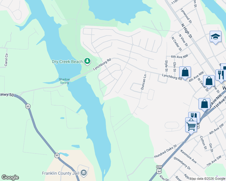 map of restaurants, bars, coffee shops, grocery stores, and more near 279 Brookfield Circle in Winchester
