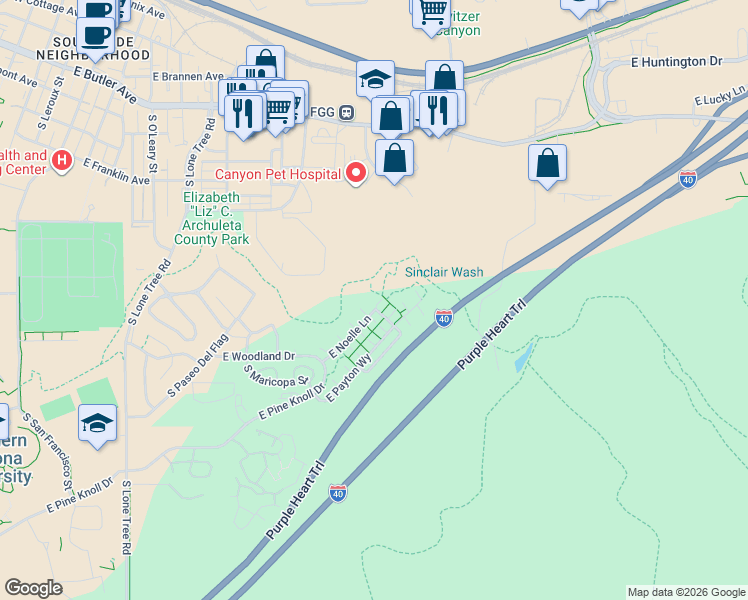 map of restaurants, bars, coffee shops, grocery stores, and more near 1470 East Ivy Lane in Flagstaff