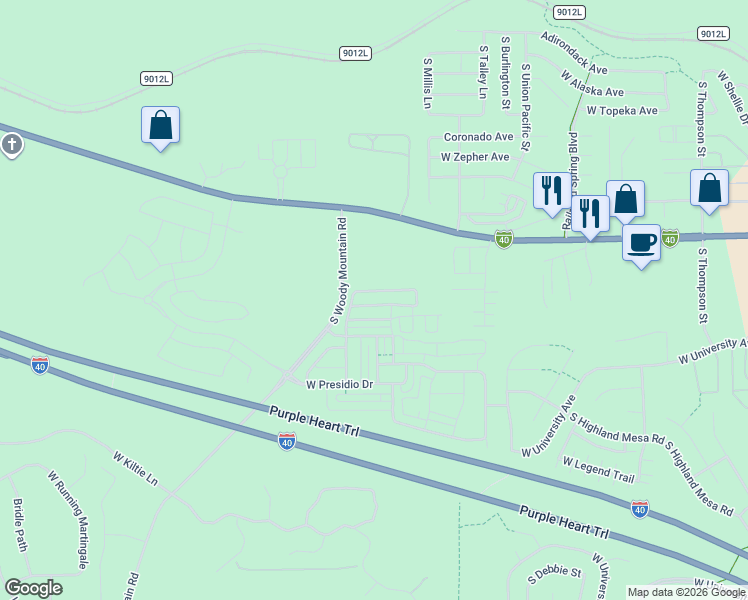 map of restaurants, bars, coffee shops, grocery stores, and more near 2776 West Pico Del Monte Circle in Flagstaff
